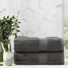 2x Renee Taylor Stella Bath Sheet/Towel 160cm Soft Bamboo Cotton 650GSM Charcoal