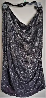 Patrizia Pepe Sequin Short Dress Sleeveless Trapeze Style Deep Neckline Size 4