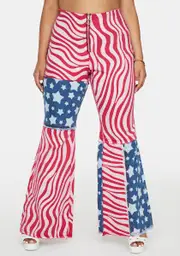 [dELiA*s by Dolls Kill] Plus National Anthem Patchwork Flares