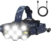 Rechargeable 22000 Lumens LED Headlamp with Red Light, Waterproof for Outdoors