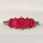 Natural Ruby Gemstone Ring, 925 Sterling Silver, 14k Gold Plated Women Ring