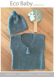 Knitting Pattern Baby Eco Pullover + Beanie in 5 Ply Wool 3-18 Months Eucalyptus