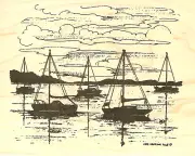 Sailboat Silhouette NORTHWOODS Wood Mounted Rubber Stamp NEW P6570