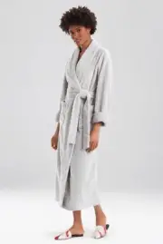 Natori Geo Plush Robe Size XS XL Grey Soft $160 Womens Spa NEW Lounge Wear Cozy