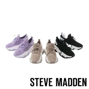 【STEVE MADDEN】PROTEGE 針織綁帶厚底休閒鞋(奶茶棕)