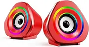 Home Speaker Set Desktop PC Computer Speakers 3.5mm Wired Laptop Speakers USB Powered Sound Box with Atmospheric Lights Red Light