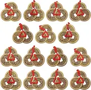 Chinese Fortune Coins Feng Shui Coins I-Ching Coins Traditional Coins with Red String for Wealth and Success, 5 Styles (15)