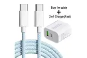 Blue + Charger Apple Iphone 15 16 Cable Charger Charging Fast Pro Max Plus Ipad Type C Adapter