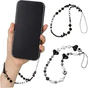 RORPOIR 2Pcs Aesthetic Phone Charms Lanyard Straps with Heart Beads Beads Fashion Phone Chain for Handbags and Keys Present for Her