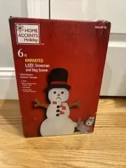 Gemmy 6 ft Animated LED Snowman & Dog Scene Airblown Inflatable "It Shakes"