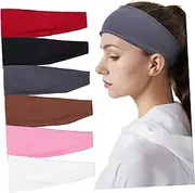 [CLISPEED] 6pcs Yoga Headband Girl Color Elastic Fitness Hair Sweat Bands Men Headband Sports Headbands Non Slip Sweatband Stretchy Headbands Head Wrap Trendy Workout Headband Athletic Cotton