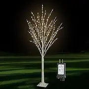 5FT 400 LED Lighted Birch Tree Including Twinkle Lights, LED Birch Tree with Timer, Lighted Tree for Outdoor Indoor Home Party Yard Easter Christmas Decoration (Warm White Light)