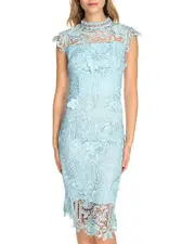 Eliza J Lace Mock Neck Sheath Dress
