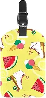 [WOSHJIUK] Luggage Tags,2 Pack Labels Suitcase Tags,ice Cream Skating Party Watermelon,Luggage Tags Privacy Protection Travel Bag Tag