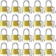 Yaocom 18 Pcs Solid Brass Keyed Padlock, Small Yellow Gym Lock, Strong Padlock with Same Key for Luggage Toolbox (40mm 1-9/16")
