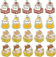 [Yukfhgt] Animal Charms Cute Enamel Cake Cat Dog Charms 20 Pcs Alloy Animal Cartoon Dog Charms for Jewelry Making Bracelets Necklace, Alloy, No Gemstone