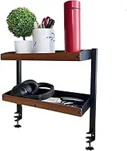 2 Tier Clamp On Desk Rack,Desktop Shelving,Adjustable Desk Legs,Layered Organization Shelf,Document Storage Support,for Table Accessories, Gaming Devices,Office