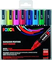 Posca Acrylic Paint Marker Set, 8 Colors with Medium Size Tips, PC5M8C, Multicolor