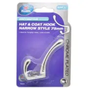 Zenith Hat & Coat Hook Narrow Style Chrome Plated 75mm WIC0242