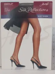 3 packs Hanes Silk Reflections Silky Sheer Control Top Size CD Barely Black