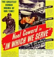 In Which We Serve poster center Noel Coward on window card 1942 Old Photo