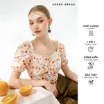 CROP 女性粗絲橙色碎花百褶襯衫 411TO2027 ADORE DRESS