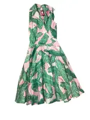 Pinup Couture Edie Dress Palm Spring Print Women’s Sz Med Retro