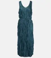 [Vince] Vince Pleated satin midi dress AU 8 blue