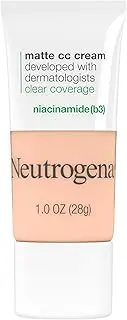 Neutrogena Clear Coverage Flawless Matte CC Cream, Full-Coverage Color Correcting Cream Face Makeup with Niacinamide (b3), Hypoallergenic, Oil Free & Fragrance Free, Shell, 1 oz