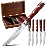 Steak Knives Set of 6 Non Serrated 4.8-inch German High Carbon Stainless Stee...