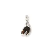 14k White Gold Smoky Quartz u0026 Real Diamond Pendant