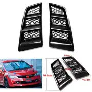 Universal Car Hood Kit 2pcs RR Type Bonnet Flush Vent Scoop Air Mesh Vent Black