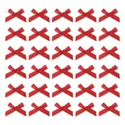 50Pcs Mini Ribbon Bow 1.8 inch Mini Fabric Satin Ribbon Dark Red