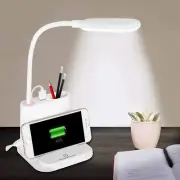 Rechargeable Desk Lamp with USB Charging Port & Pen Holder 2 Color Modes