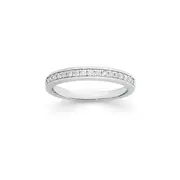9ct White Gold Diamond Pave Set Band