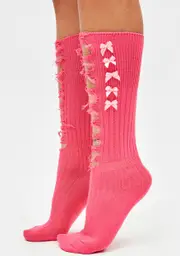 Sweet Fun Lovin' Distressed Crew Socks