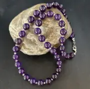 Purple Amethyst 10mm Bead Navajo Pearls Sterling Silver Necklace 20” 14814