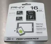 PNY 16GB Performance Class 4 microSDHC Memory Card With Adapter 2 Pack NEW
