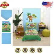Bright & Colorful Dinosaur Toddler Bed Set - Comforter, Sheets, and Pillowcase