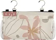 GuoChe Bedside Caddies Happy Thanksgiving Autumn Flowers Beige Desk Hanging Organizer Bag for Bunk and Hospital Beds,Dorm Rooms Bed Rails
