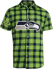 FOCO NFL Men's Color Block Short Sleeve Flannel