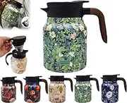 800ml Doresty Thermos Tea Pot,Vintage Floral Pattern Tea-Built-in Infuser,Vintage Floral Pattern Tea Thermos Wooden Handle,Detachable Stainless Steel Insulated Teapot for Home(A)