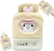 1L Hot Water Bottle with Plush Cover – Mini Hand Warmer for Kids & Adults, Hot & Cold Therapy with Pocket Design (Yellow Duck)