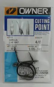 Owner 5105-141 # 4/0 Gorilla Live Bait Hook 4Ct