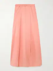 [Aje] Aje - Etta Belted Wrap-effect Taffeta Maxi Skirt - Coral - UK 14 UK 14 Orange