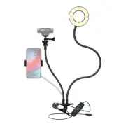 Clip On Selfie Ring Light Stand with Flexible Arm and Interchangeable Cell Ph...