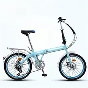 Folding Adult Bicycle, 7-Speed Ultra-Light Portable Bicycle, 3-Step Quick Folding, Double-disc Brake, Adjustable and Comfortable Saddle, 16/20 Inch 4 Colors