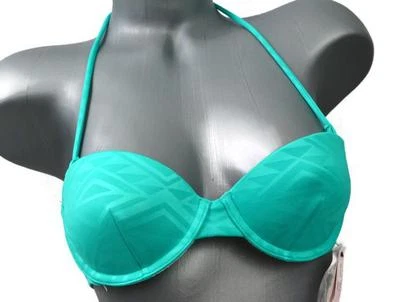 Victoria's Secret Aqua Push Up Beach Bandeau Bikini Top 32B 34B Halter Corset
