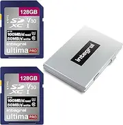 Integral 128GB SD Card 2-Pack 4K Ultra-HD Video Premium High Speed Memory Card SDXC Up to 100MB/s SDXC V50 UHS-I U3 Class 10 SD Memory Card