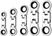 5-Piece Flex- Stubby Ratcheting Combination Wrench Set, Mini Wrench Set, Double Box End Flex-, Mini Spanner Set